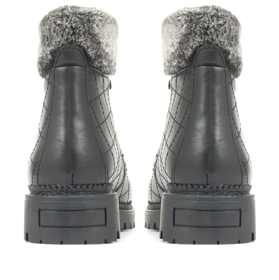 Chunky Leather Hiker Boots - Black