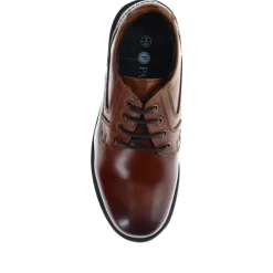 Chunky Leather Lace-up Shoes - Cognac