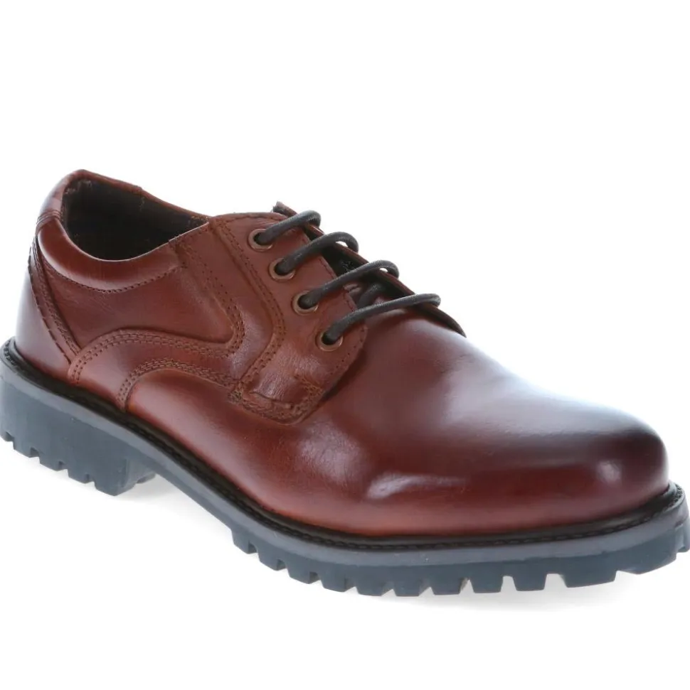 Chunky Leather Lace-up Shoes - Cognac