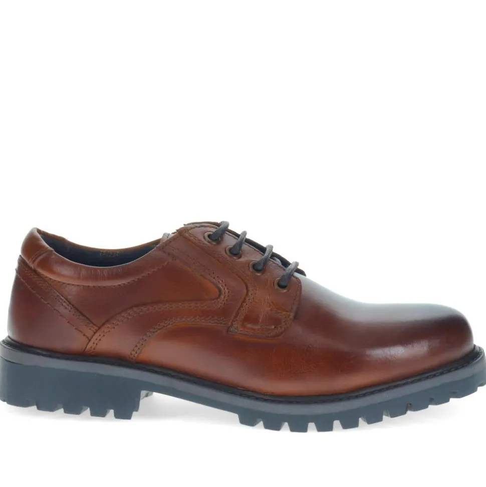 Chunky Leather Lace-up Shoes - Cognac