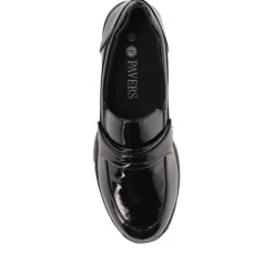 Chunky Sole Slip-on Shoes - Black Patent