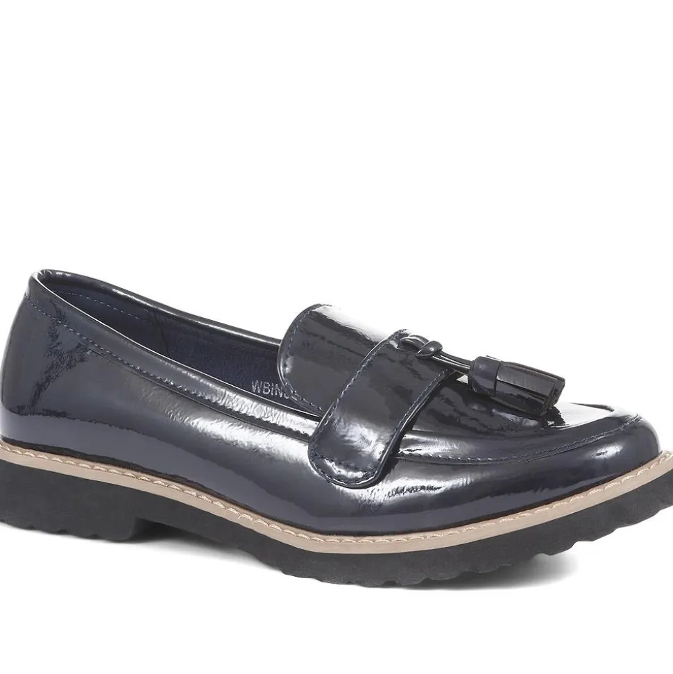 Chunky Tassel Loafers - Navy Patent