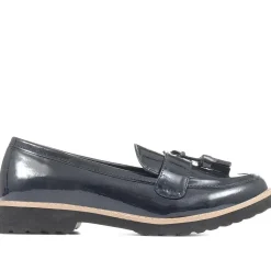 Chunky Tassel Loafers - Navy Patent
