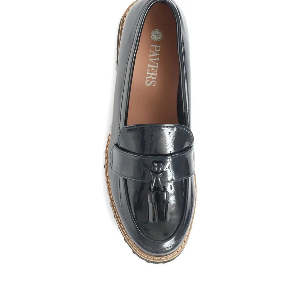 Chunky Tassel Loafers - Navy Patent