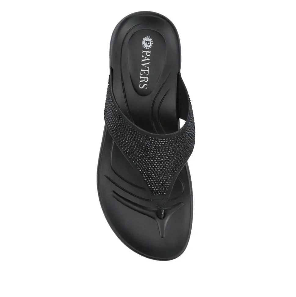 Chunky Toe Post Sandals - Black
