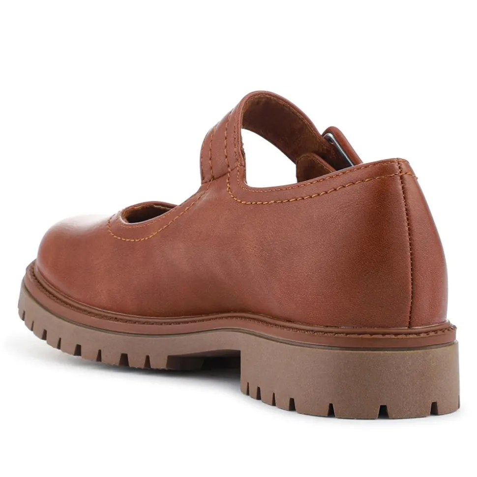 Chunky Touch-Fasten Mary Janes - Tan