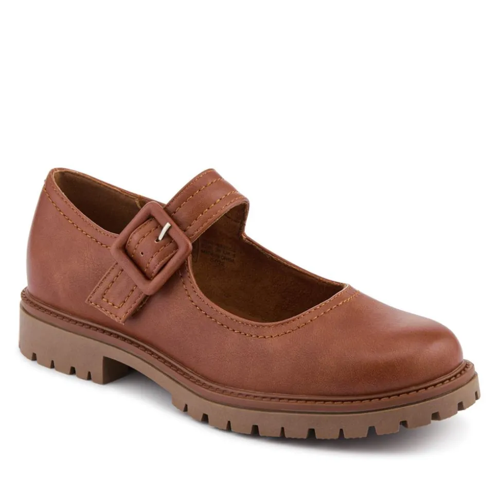 Chunky Touch-Fasten Mary Janes - Tan