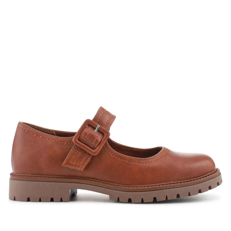 Chunky Touch-Fasten Mary Janes - Tan