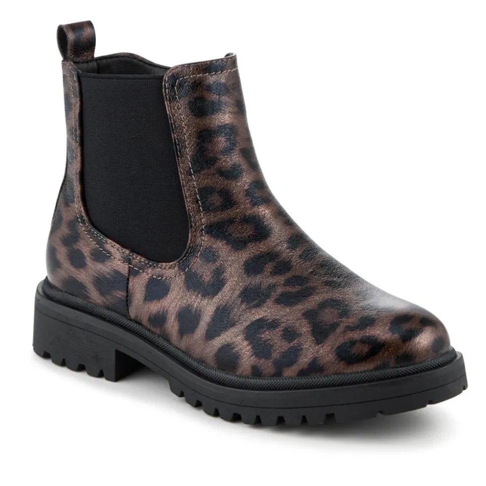 Chunky Zip Up Chelsea Boots - Brown Leopard