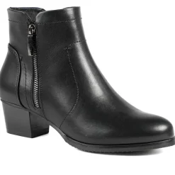 Classic Heeled Ankle Boots with Zip Fastening - Black