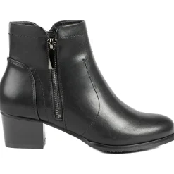 Classic Heeled Ankle Boots with Zip Fastening - Black