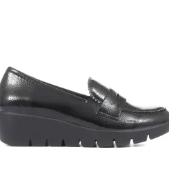 Classic Patent Wedge Loafers - Black Patent