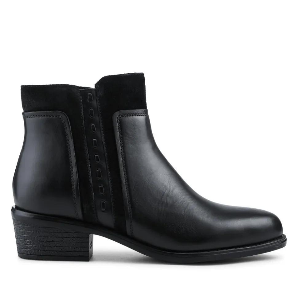 Classic Wide Fit Leather Ankle Boots - Black