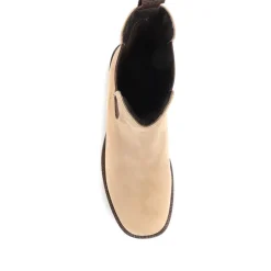 Clemenzia Block Heeled Chelsea Boots - Beige Nubuck