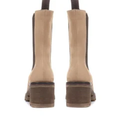 Clemenzia Block Heeled Chelsea Boots - Beige Nubuck