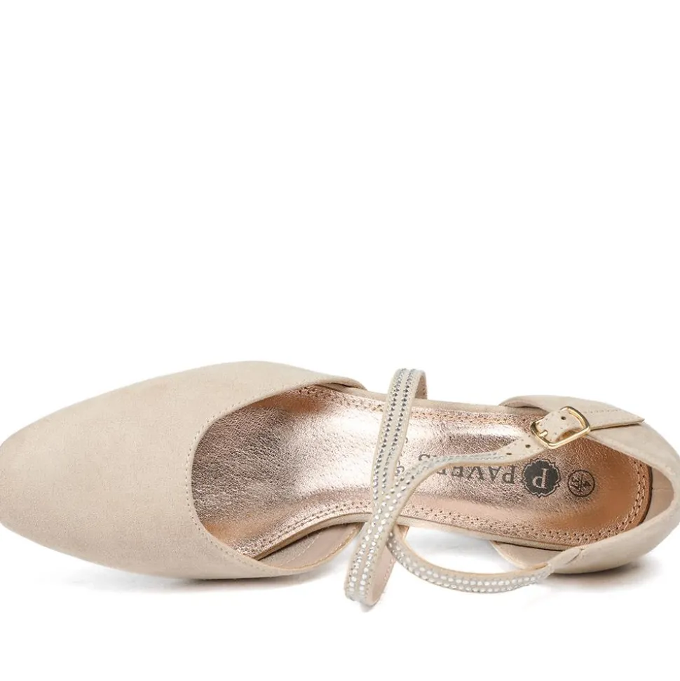 Closed-Toe Block Heels - Beige