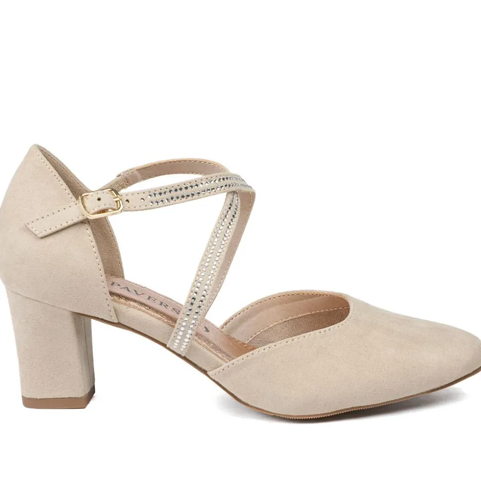 Closed-Toe Block Heels - Beige