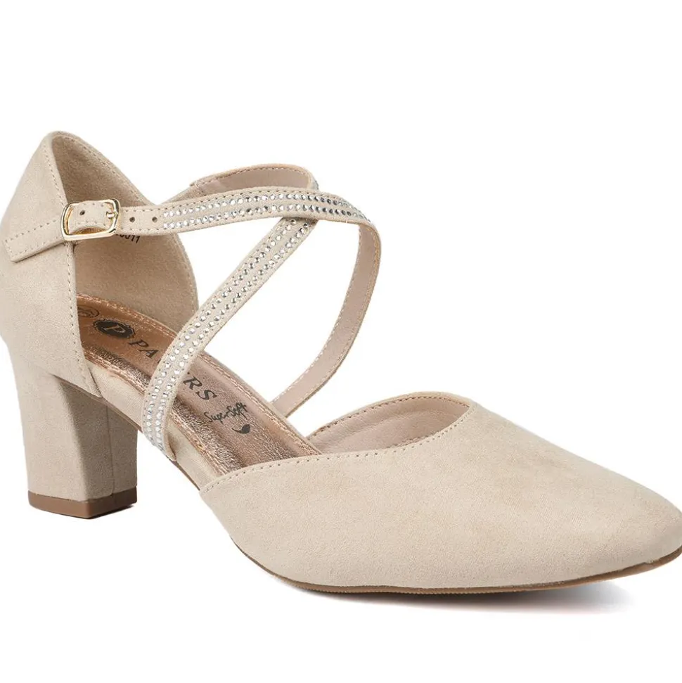 Closed-Toe Block Heels - Beige