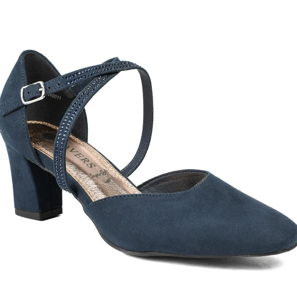 Closed-Toe Block Heels - Navy