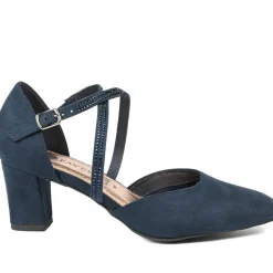 Closed-Toe Block Heels - Navy
