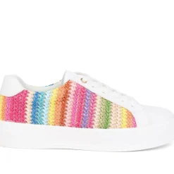 Colourful Lace-Up Trainers - White Multi