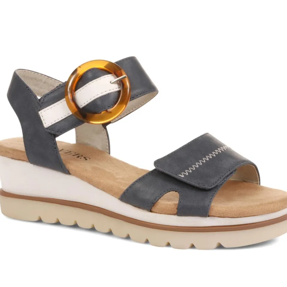 Comfortable Wedge Heel Sandals - Navy