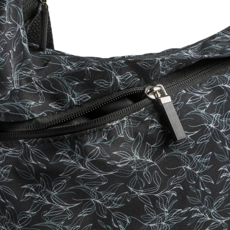 Comfort Cross Body Bag - Black Floral
