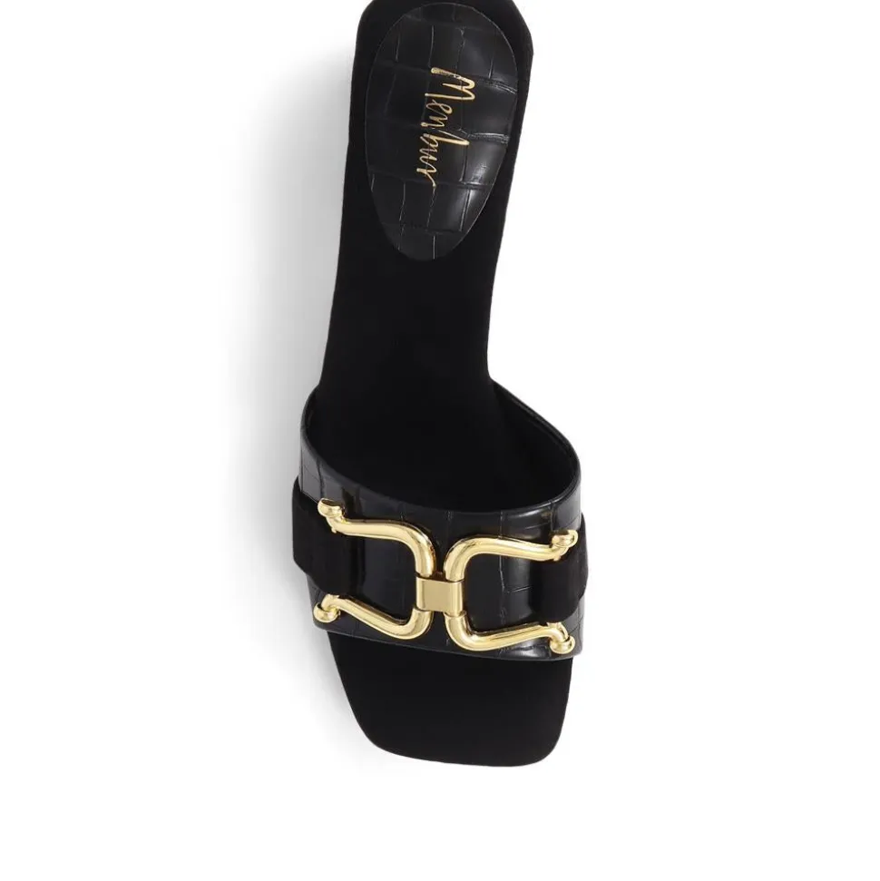 Comfort Heeled Slip-On Mules - Black