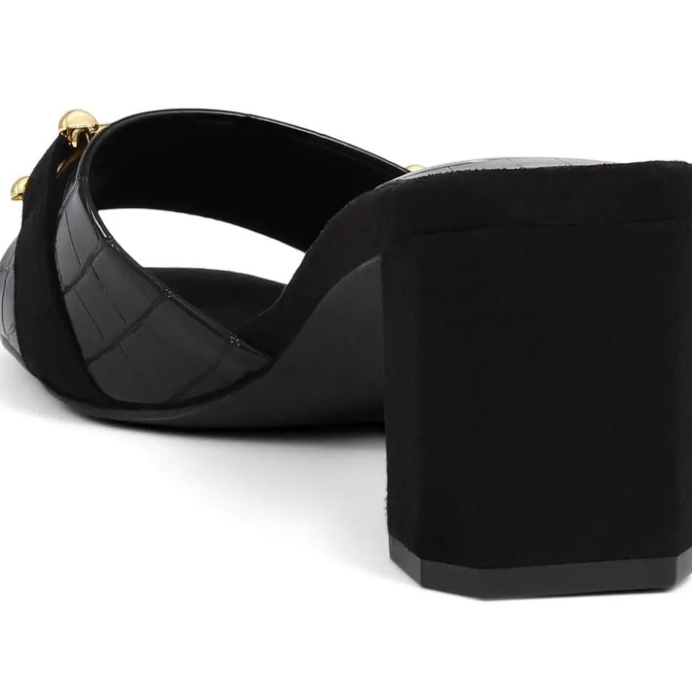 Comfort Heeled Slip-On Mules - Black