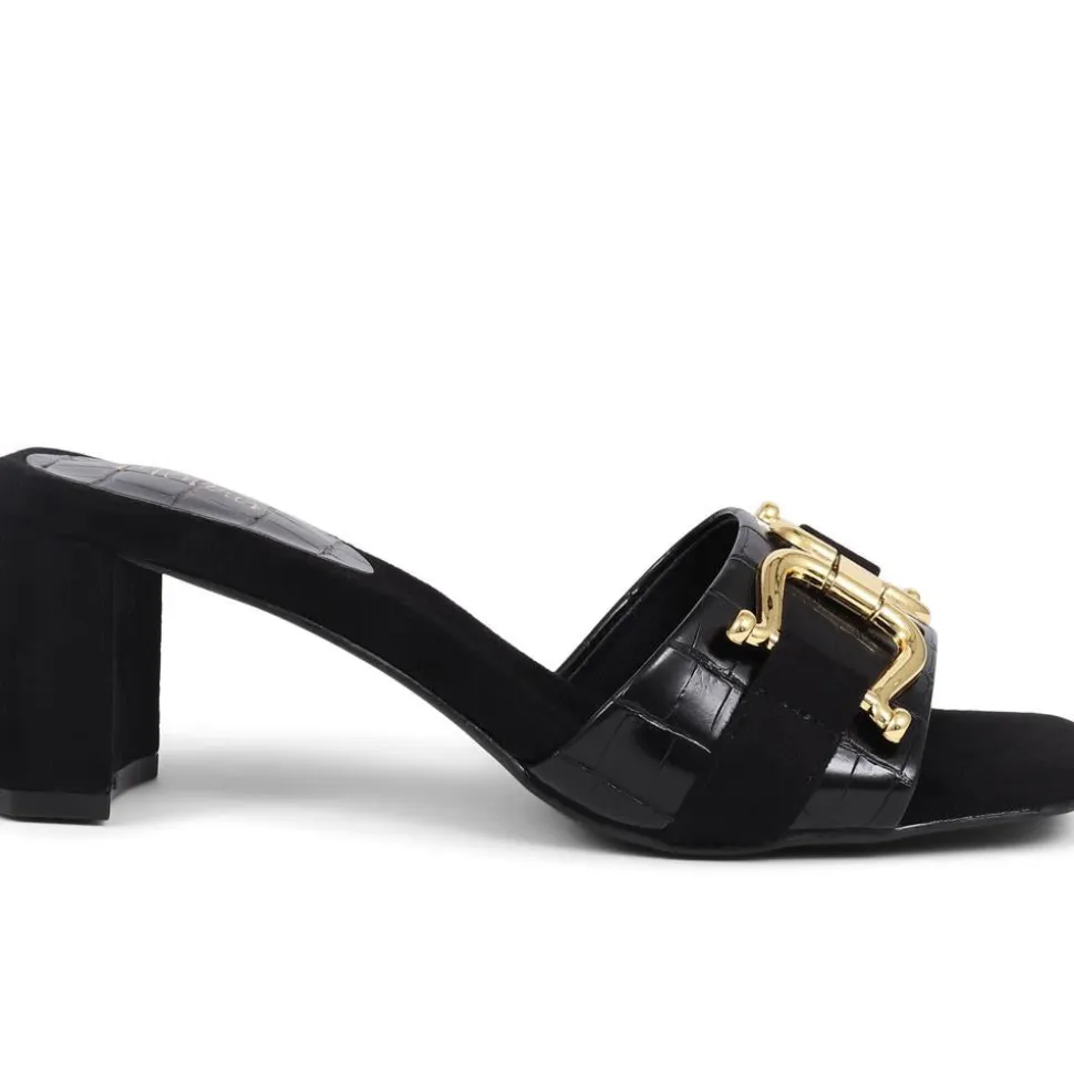 Comfort Heeled Slip-On Mules - Black