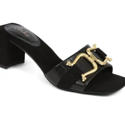 Comfort Heeled Slip-On Mules - Black