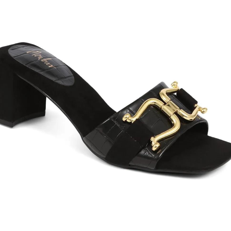 Comfort Heeled Slip-On Mules - Black