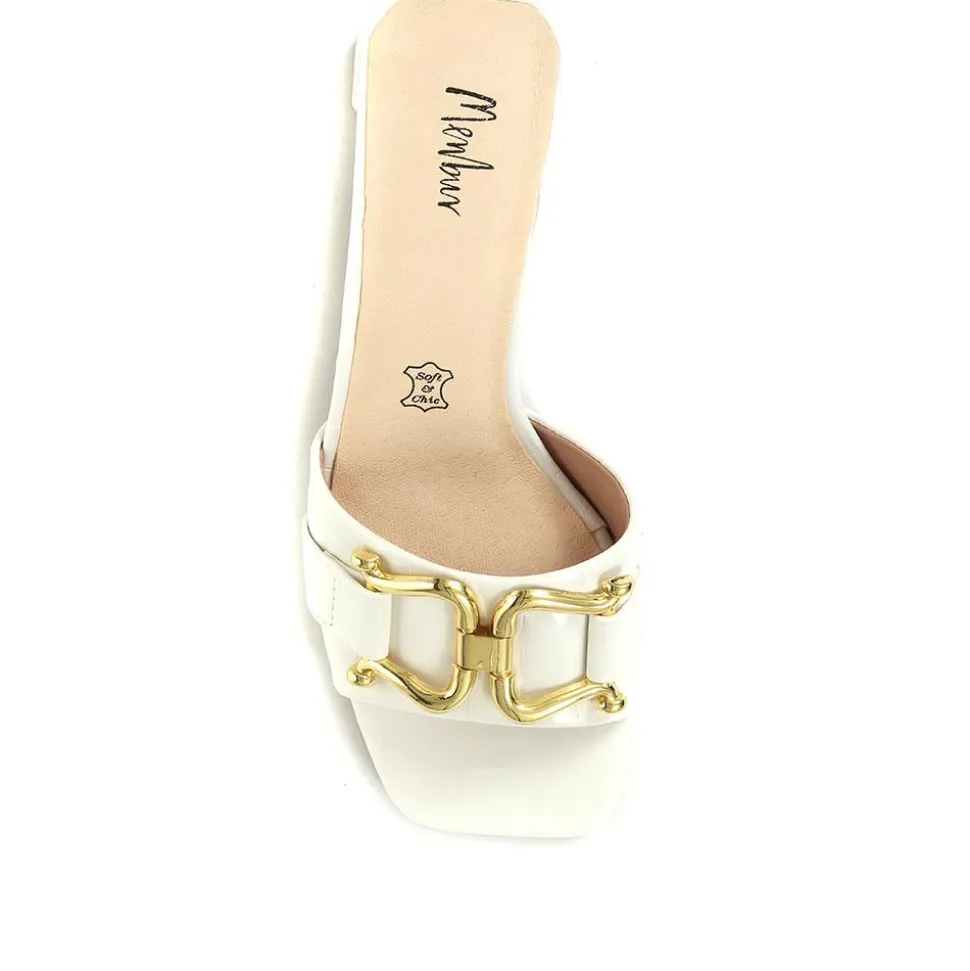 Comfort Heeled Slip-On Mules - White