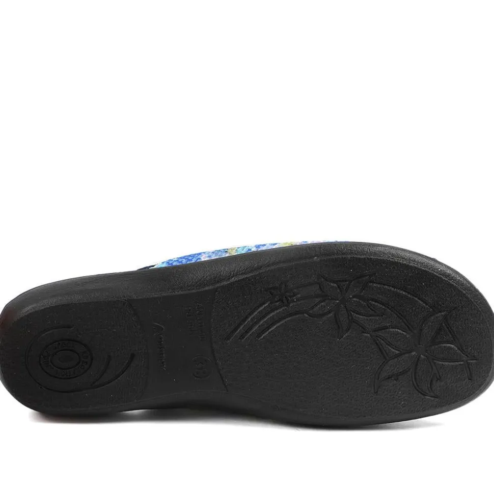 Comfort Slip On Mule Slippers - Navy Multi