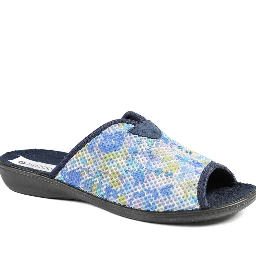 Comfort Slip On Mule Slippers - Navy Multi