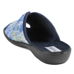 Comfort Slip On Mule Slippers - Navy Multi
