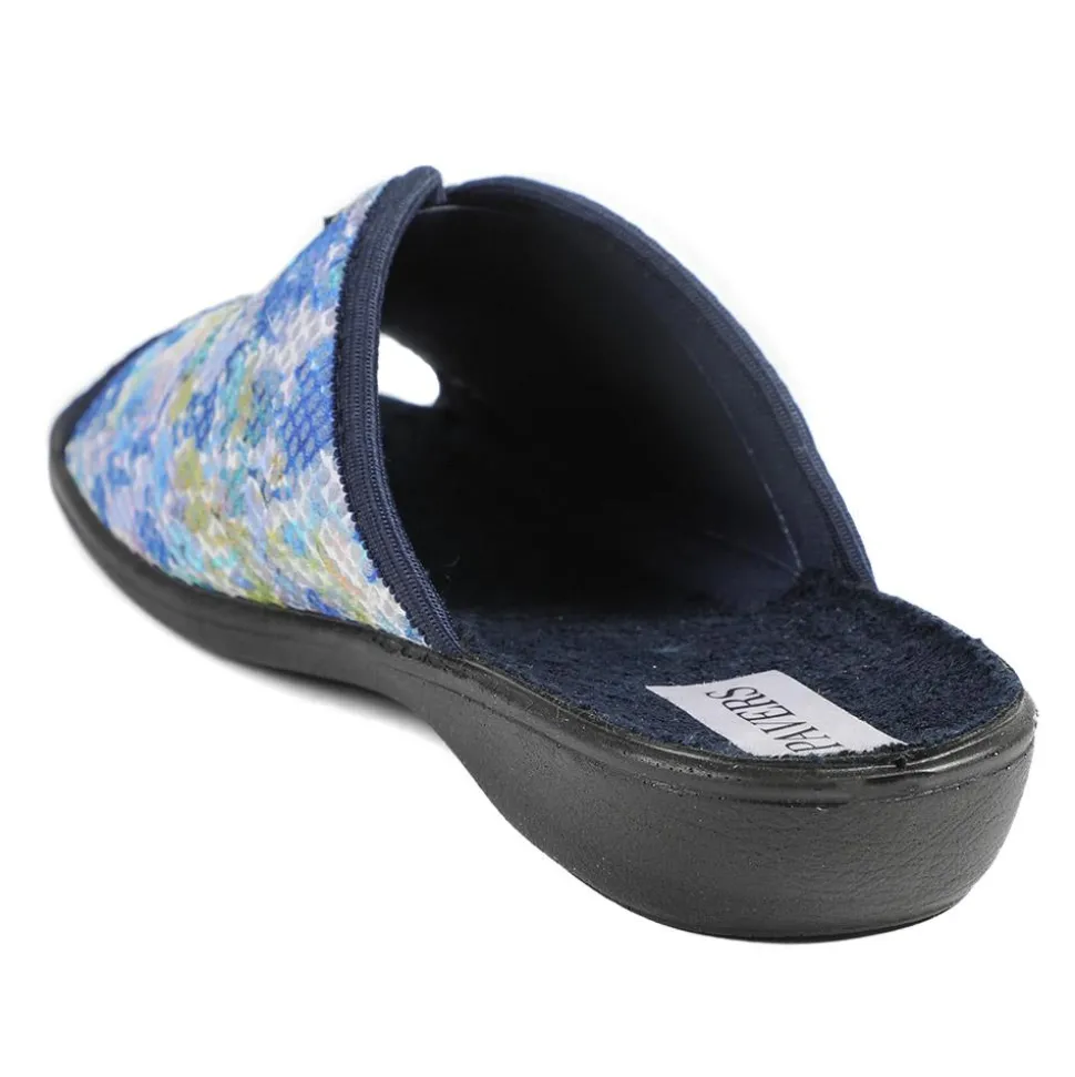 Comfort Slip On Mule Slippers - Navy Multi