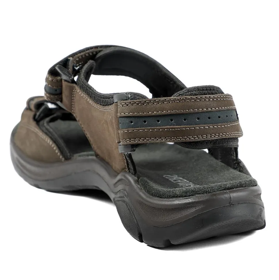 Comfy Triple Touch Fasten Sandals - Dark Brown