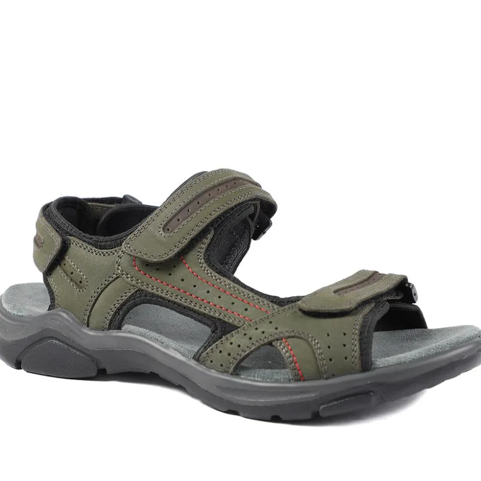 Comfy Triple Touch Fasten Sandals - Khaki