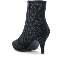 Cone-Heeled Smart Ankle Boots - Black