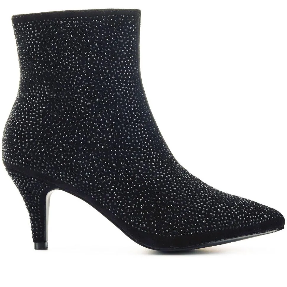 Cone-Heeled Smart Ankle Boots - Black