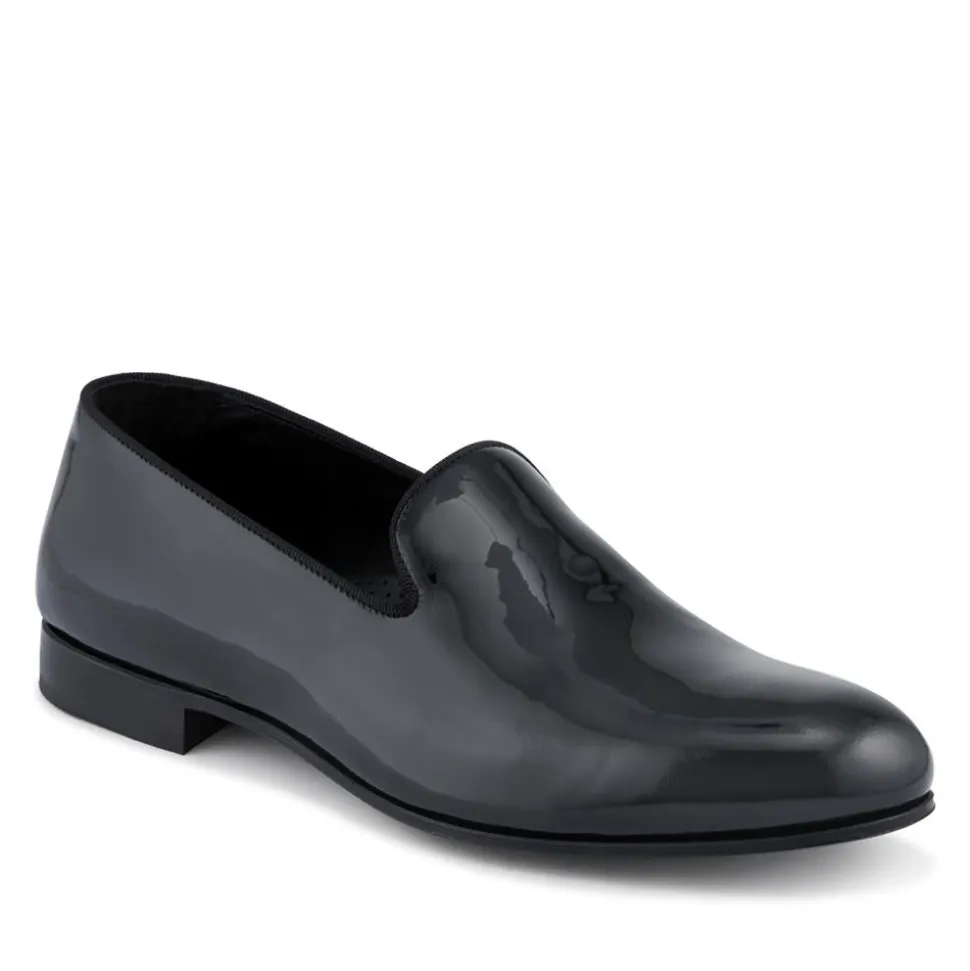 Conley Blake Stitched Leather Slip On Shoes - Black Patent