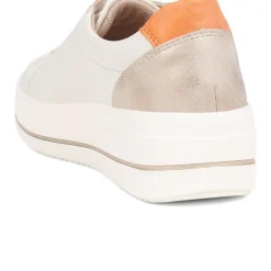 Contrasting Zip Trainers - Beige Multi