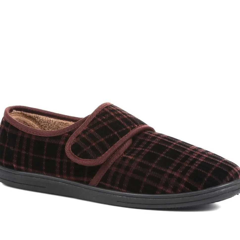 Cosy Tartan Slippers - Brown Multi