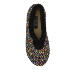 Cosy Wide Fit Memory Foam Slippers - Black Multi