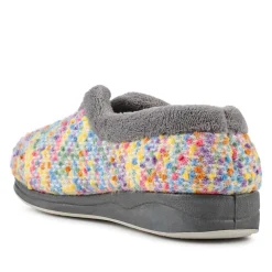 Cosy Wide Fit Memory Foam Slippers - Grey Multi