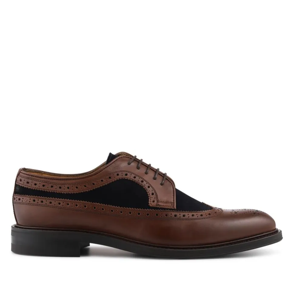 Coventry Smart Blake Stitched Leather Brogues - BROWN-NAVY
