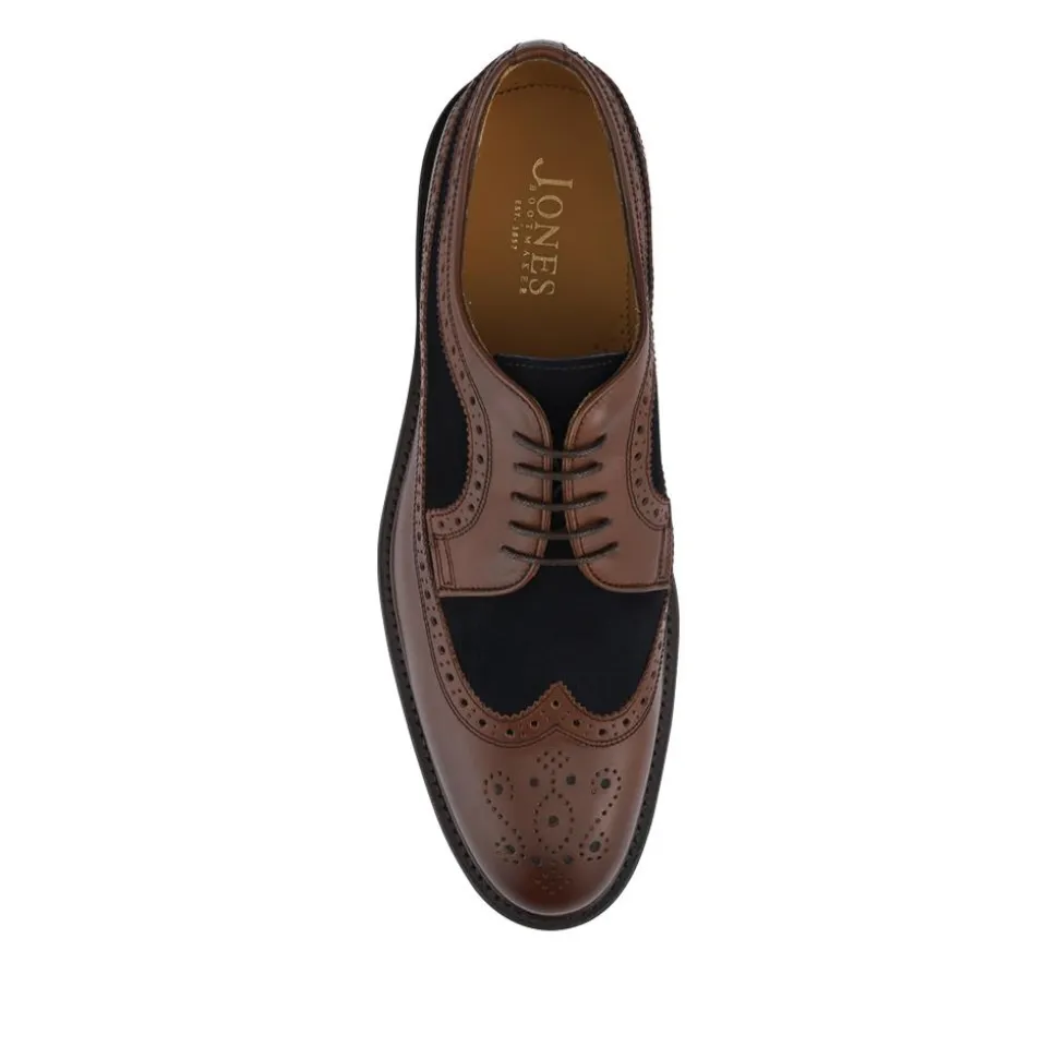 Coventry Smart Blake Stitched Leather Brogues - BROWN-NAVY