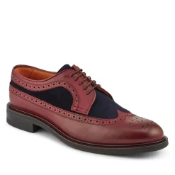 Coventry Smart Blake Stitched Leather Brogues - Burgundy-Navy