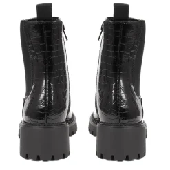 Croc Patent Ankle Boots - Black Croc